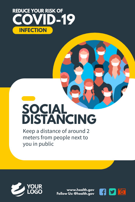covid-19 awareness social distancing poster