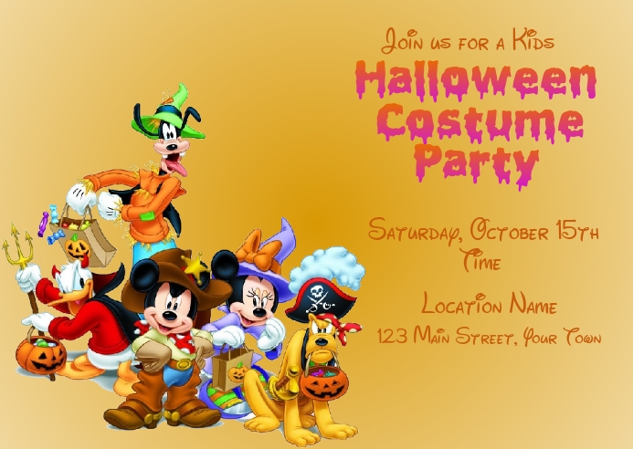 disney halloween postcard invitation模板 | poster