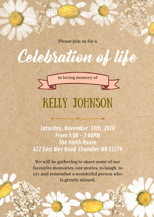 party funeral memorial invitation customize this party