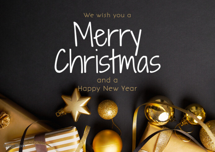 merry christmas greeting postcard gold gift customize thss