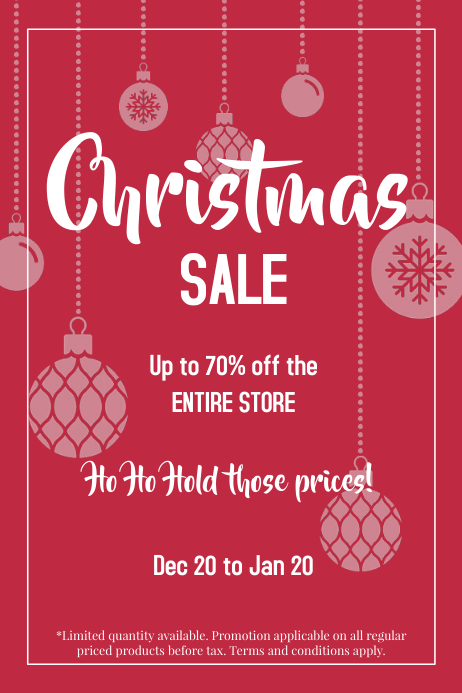 template christmas sale ornaments red/white