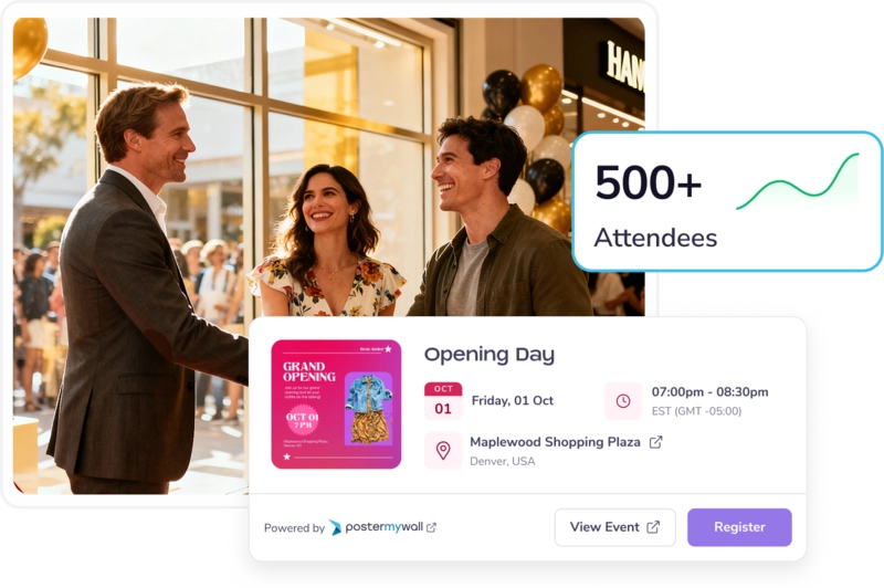 Boost foot-traffic and sales with PosterMyWall Events