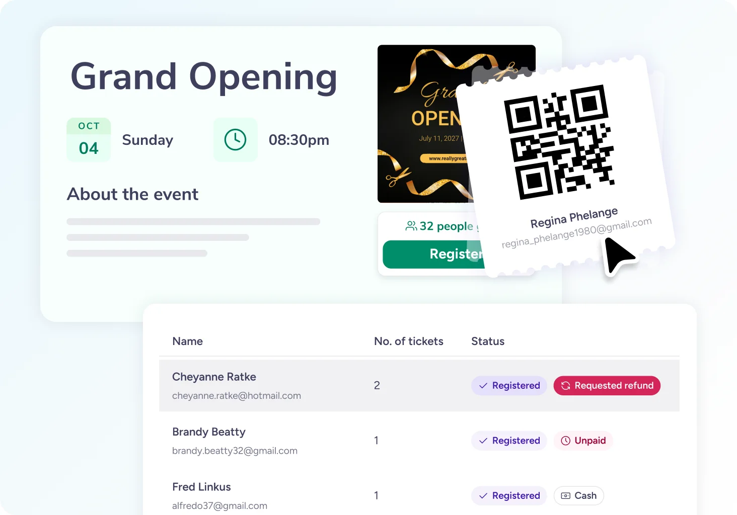 Sell tickets, right from your event page