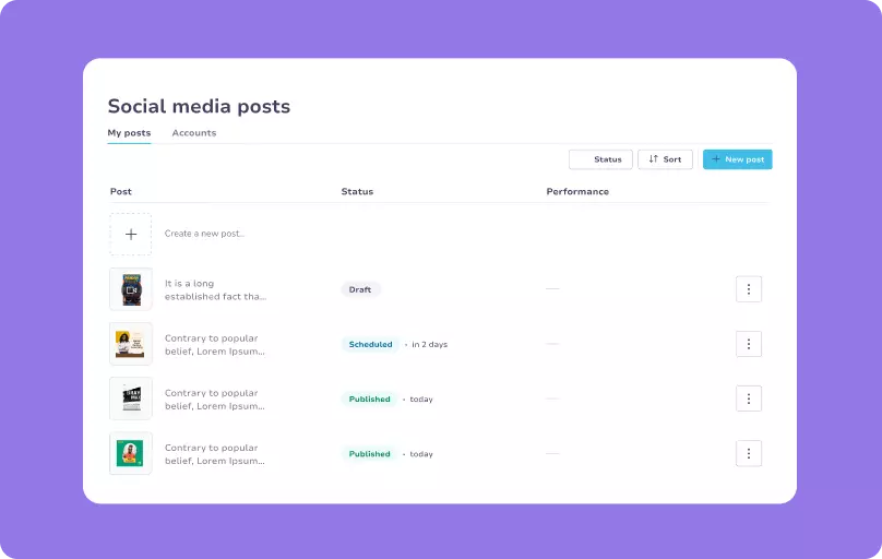 Facebook management image preview