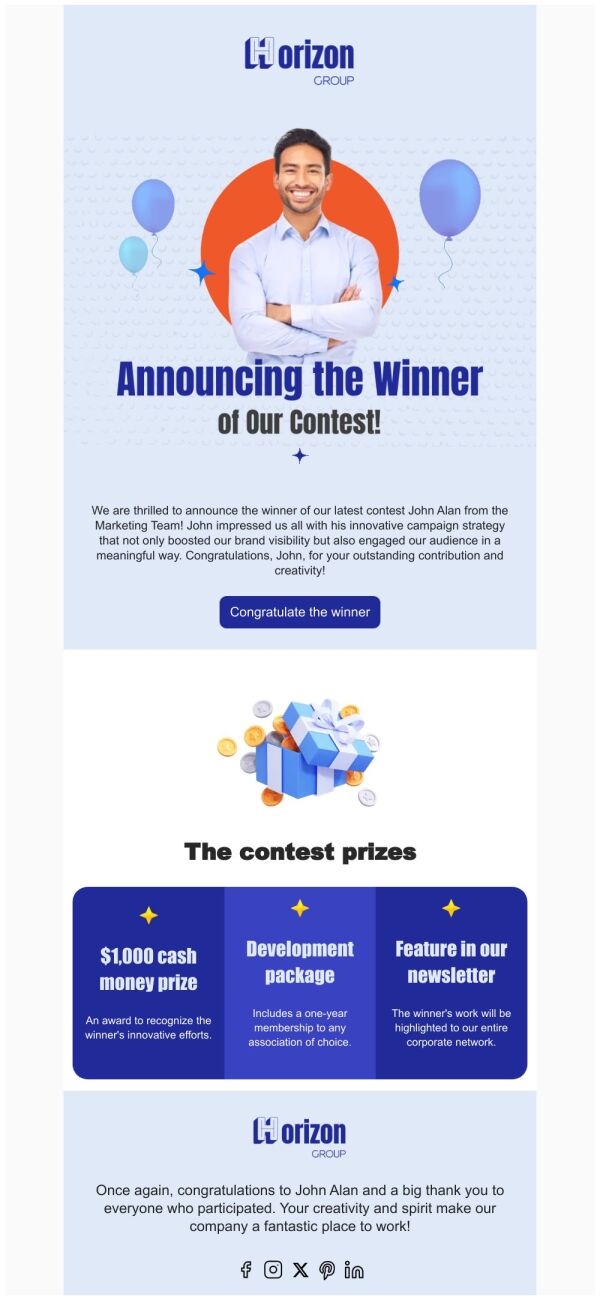 Announcement Email Template 'Horizon Group' for Corporate PosterMyWall