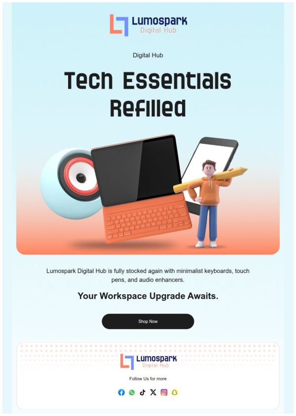 Back in stock Email Template 'Workspace Upgrade' for Technology ...