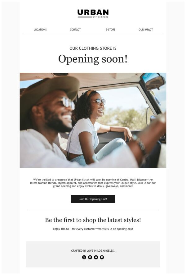Email Store Message Example Coming soon Email Template 'Clothing Store' for Retail | PosterMyWall