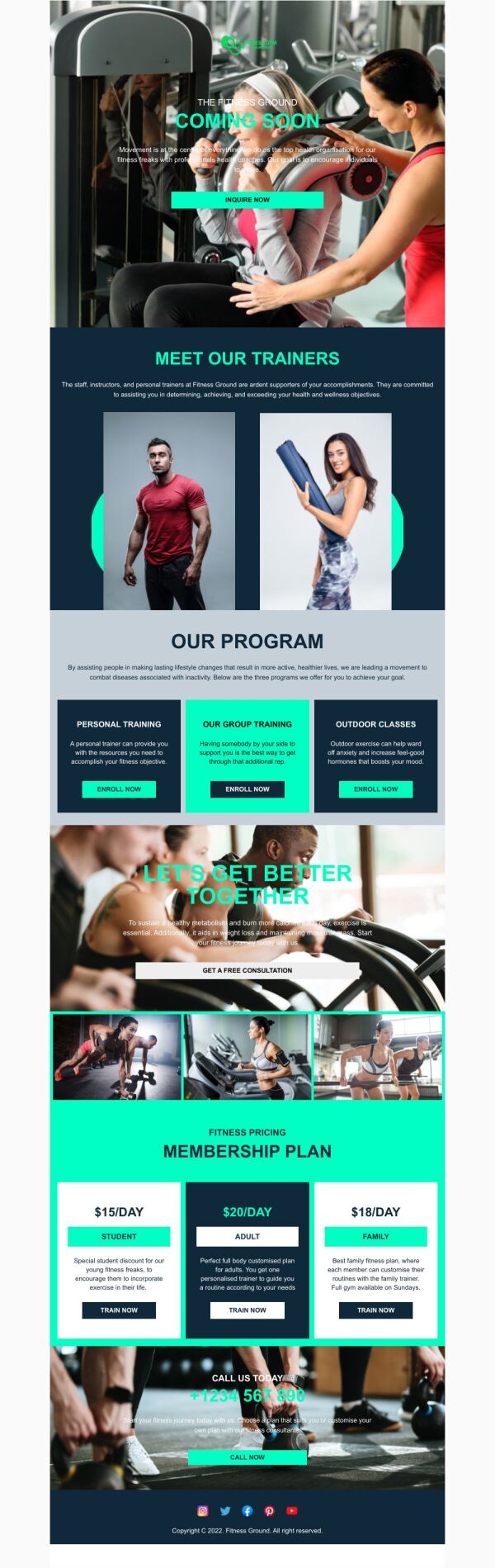 Gym Emails Examples Coming Soon Email Template 'Fitness Membership Plans' for Gym ...