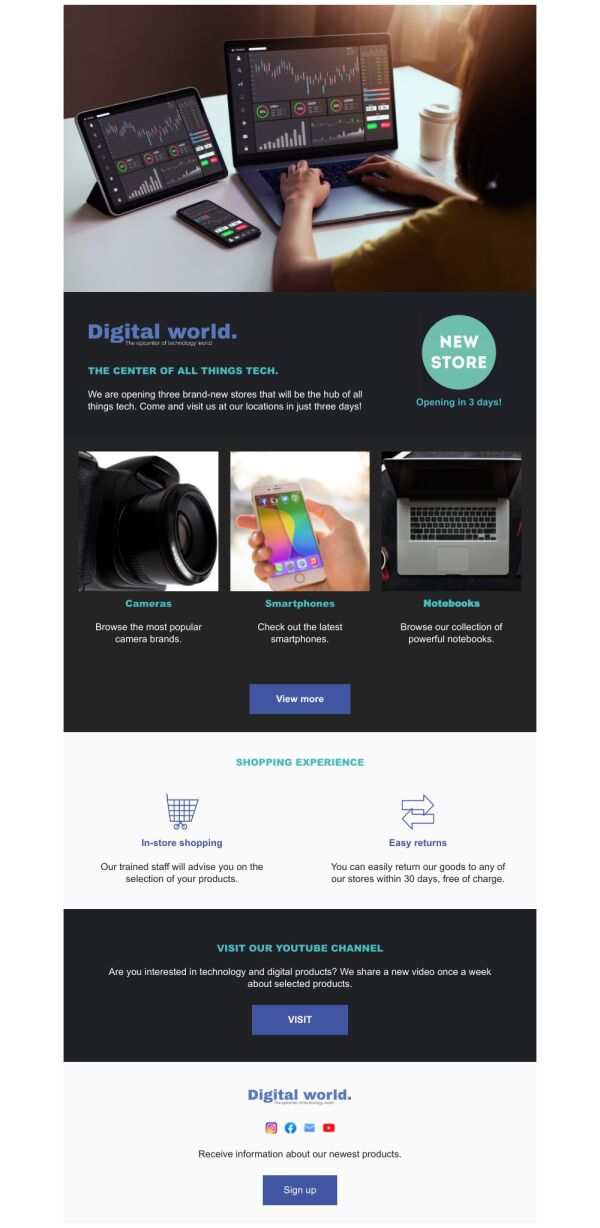 Tech Email Example Coming Soon Email Template 'Gadget Store' for Tech | PosterMyWall