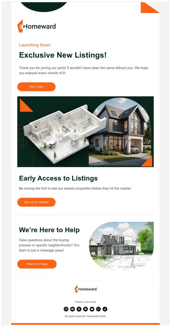 Coming soon Email Template 'Home Listings' for Real Estate
