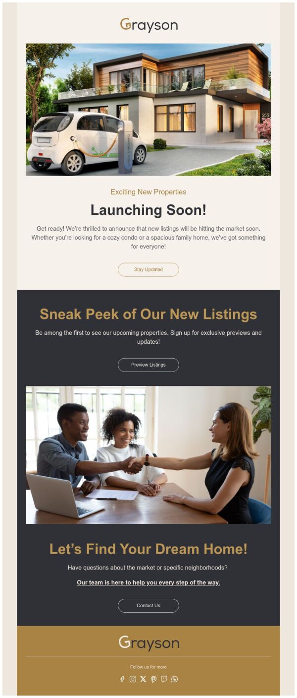 Coming soon Email Template 'New Listings' for Real Estate