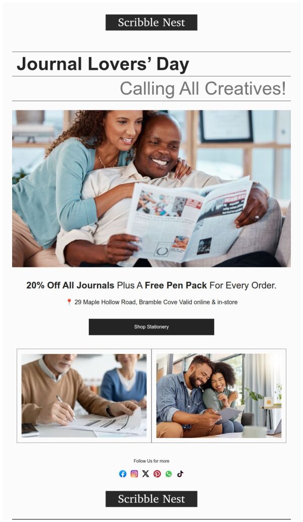 Daily Specials Email Template 'Calling Creatives' for Retail | PosterMyWall