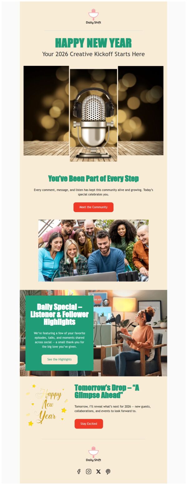 Daily Specials Email Template 'Creative Kickoff' for New Year ...