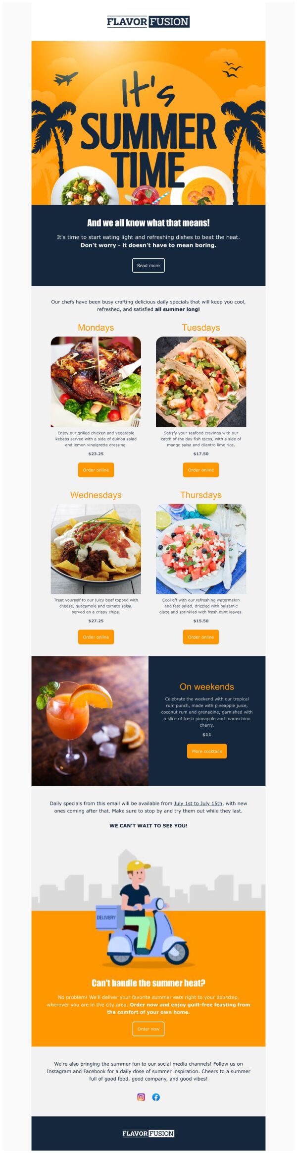 food and catering email templates | mailsoftly Images... Daily Specials Email Template 'Delicious Food' for Summer | PosterMyWall