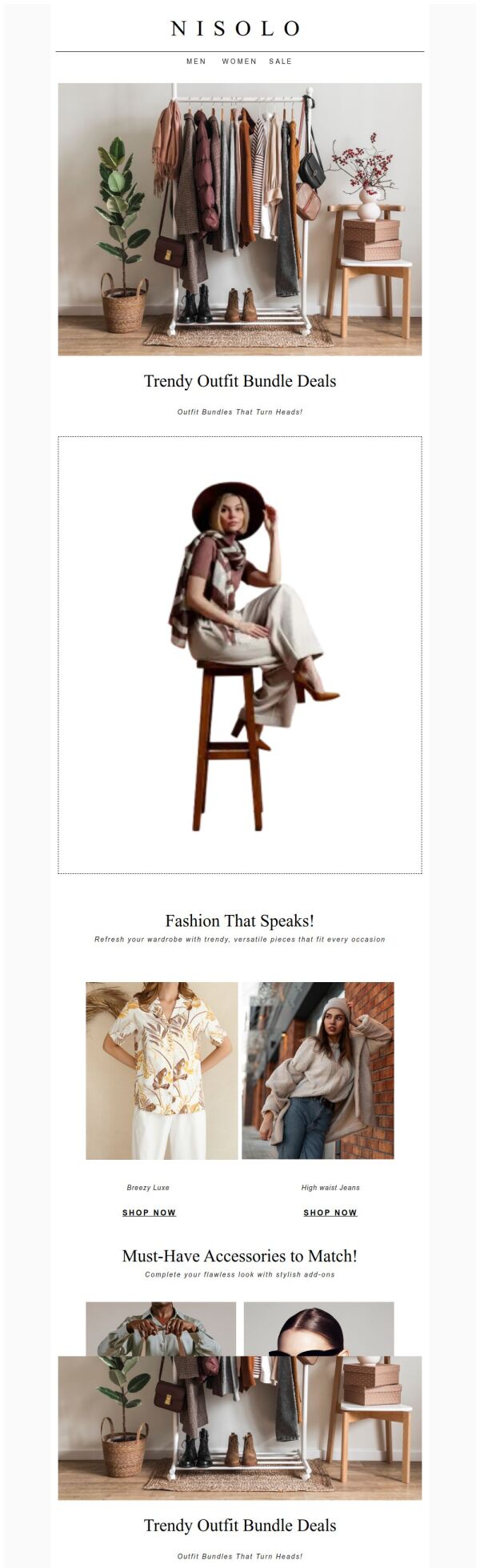 Daily Specials Email Template 'Refresh Your Wardrobe' for Small Business