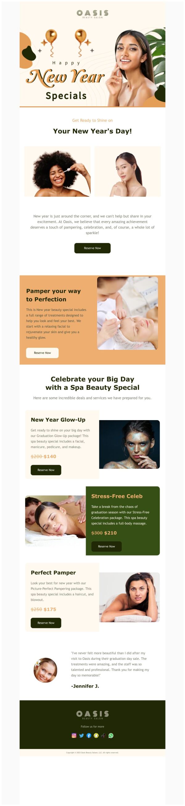 Daily Specials Email Template 'Spa Services' for New Year | PosterMyWall