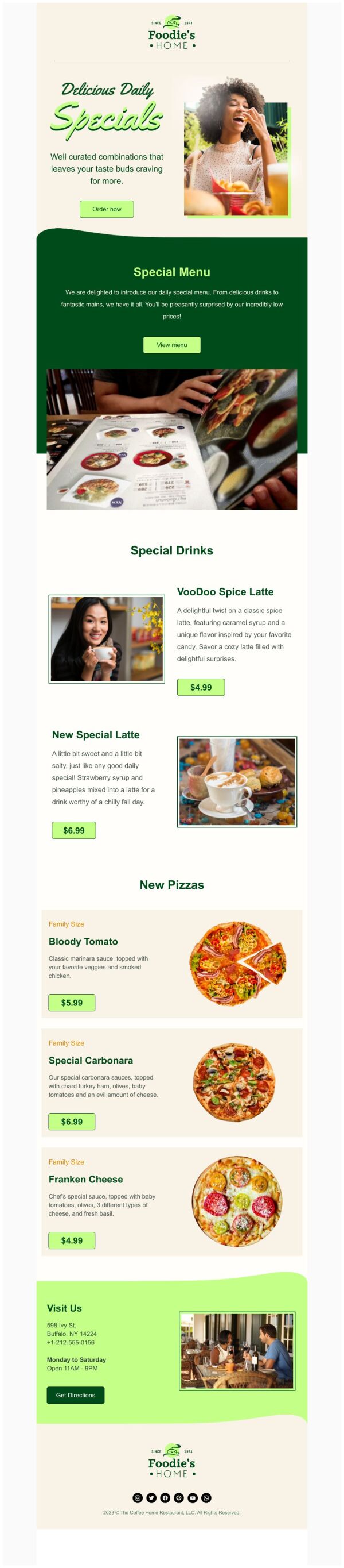 Daily Specials Email Template 'Voodoo Spice Latte' for Food | PosterMyWall