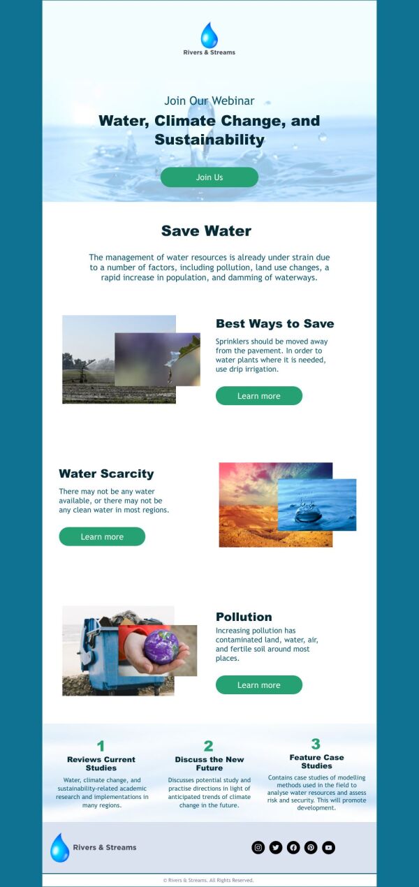 Coming Soon Email Template 'Save Water' for Environment Agency