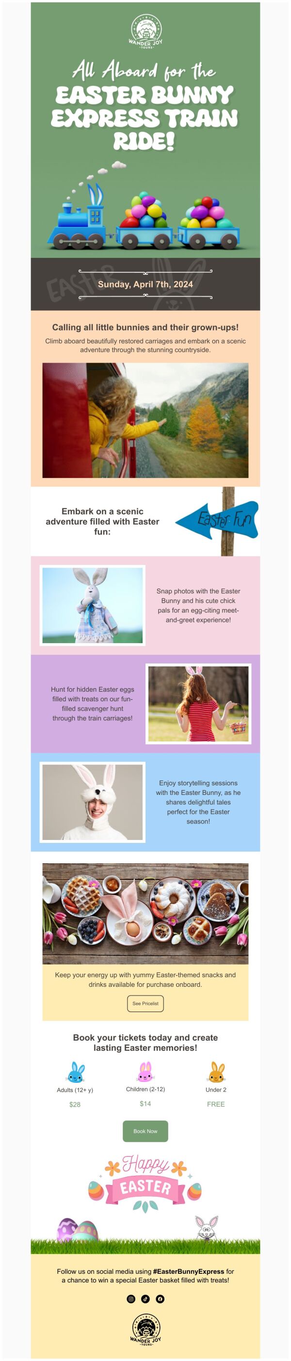 Event Promotion Email Template 'Aboard the Train' for Easter | PosterMyWall