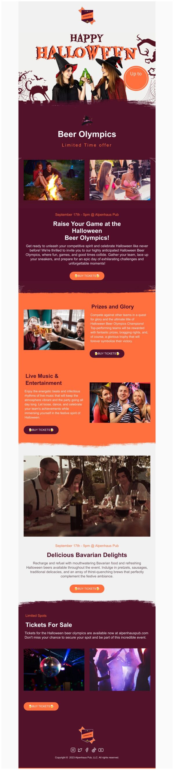Event Promotion Email Template 'Beer Olympics' for Halloween | PosterMyWall