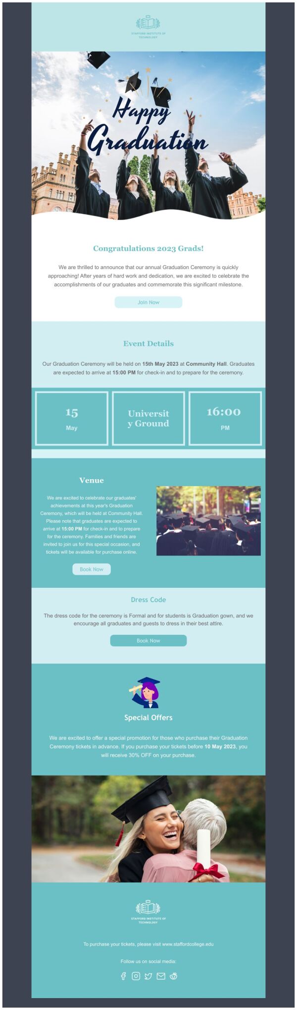 Email Header Graduation Event Promotion Email Template 'Celebrate Accomplishments' for ...