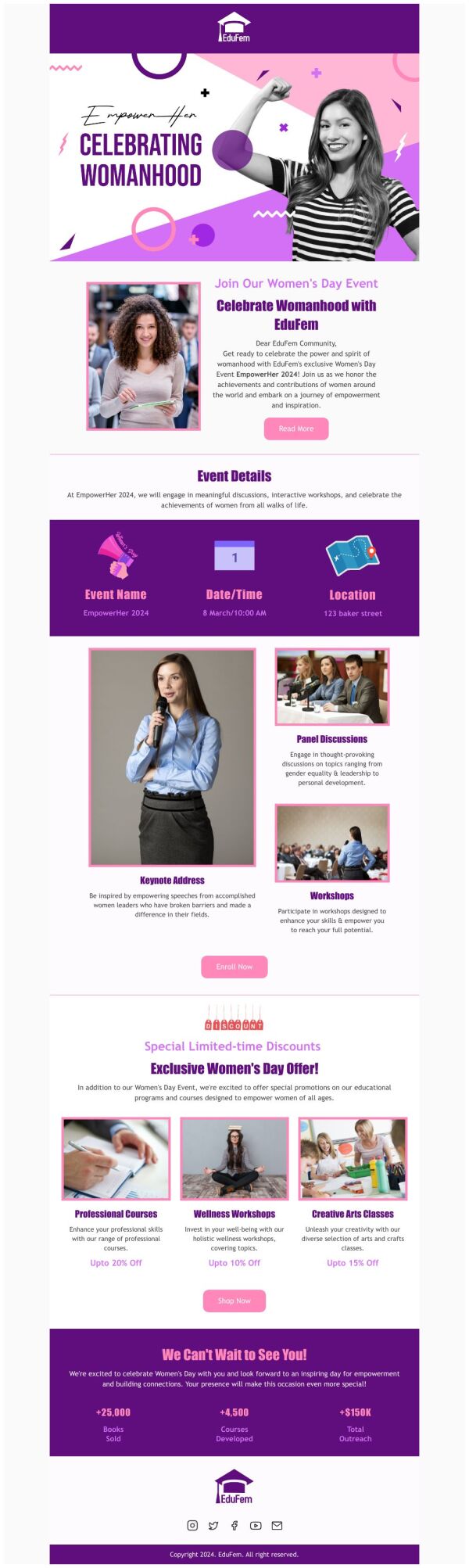 Event Promotion Email Template 'Celebrate Womanhood' for Women's Day ...