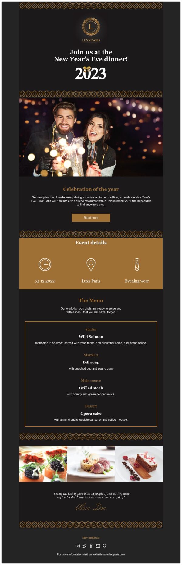 Event Promotion Email Template 'Celebration of the Year' for New Year ...