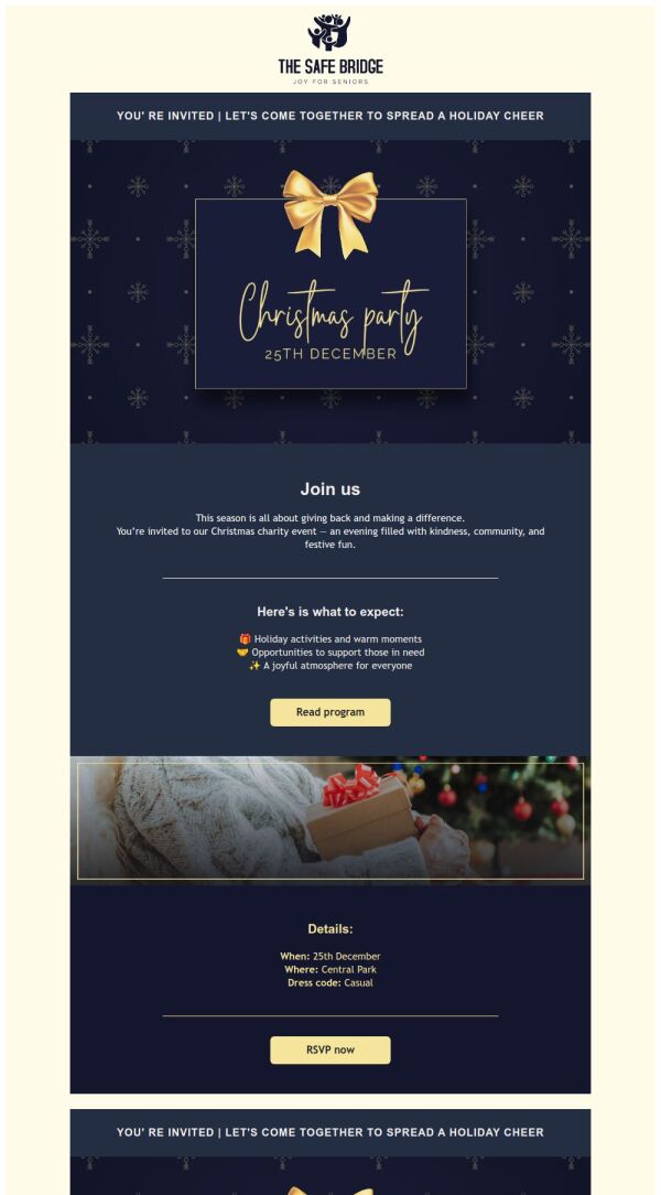 Event Promotion Email Template 'Charity Cheer' for Christmas | PosterMyWall