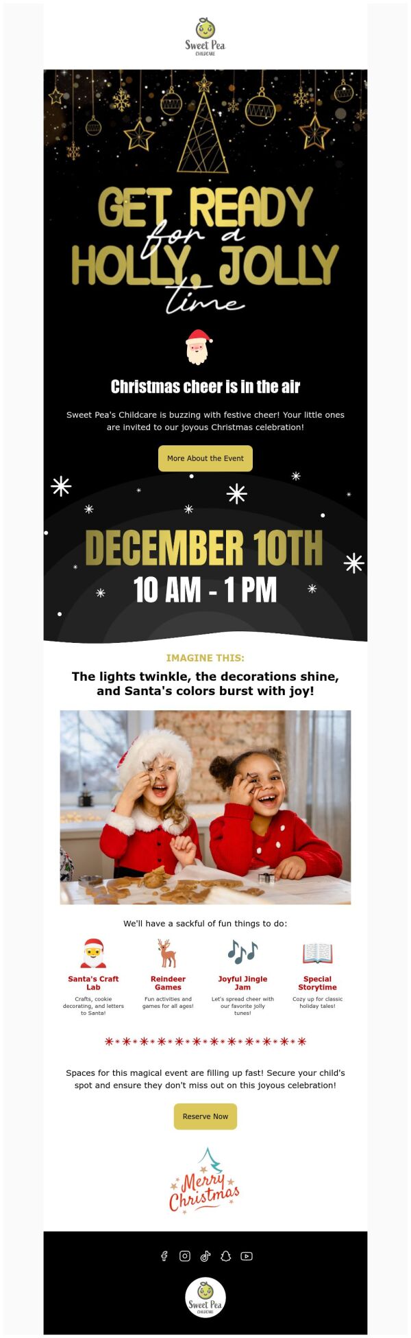 Event Promotion Email Template 'Childcare Festivities' for Christmas ...