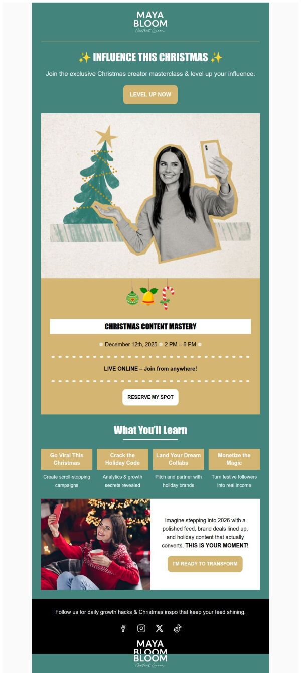 Event Promotion Email Template 'Content Mastery' for Christmas ...