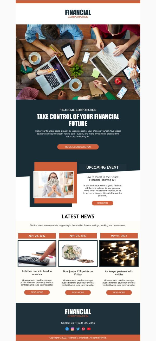 Event Promotion Email Template 'Control Your Financial Future' for ...