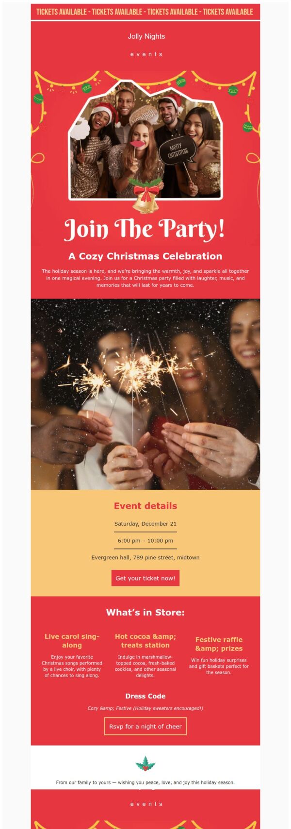 Event Promotion Email Template 'Cozy Celebration' for Christmas ...