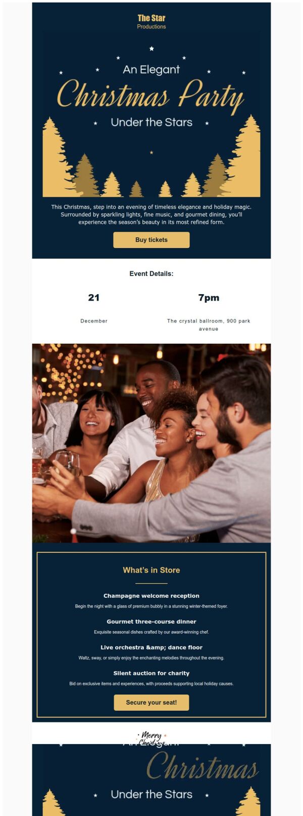 Event Promotion Email Template 'Dance and Dinner' for Christmas ...