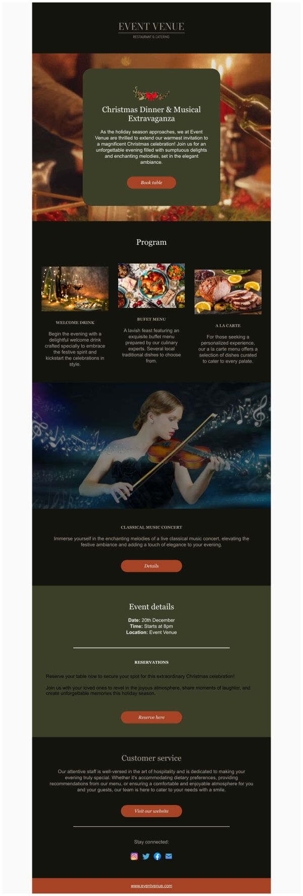 Event Promotion Email Template 'Dinner and Musical Extravaganza' for ...