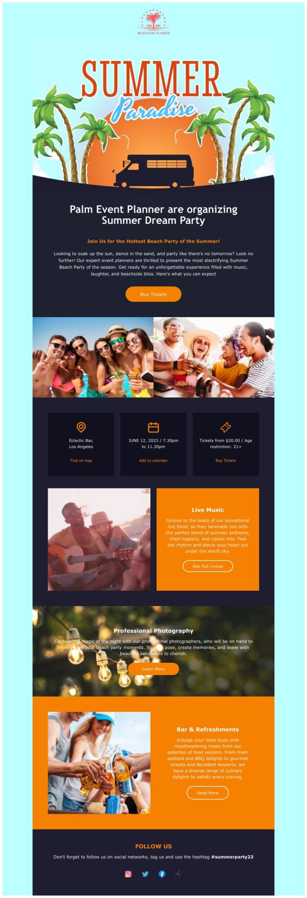 Event Promotion Email Template 'Dream Party' for Summer | PosterMyWall