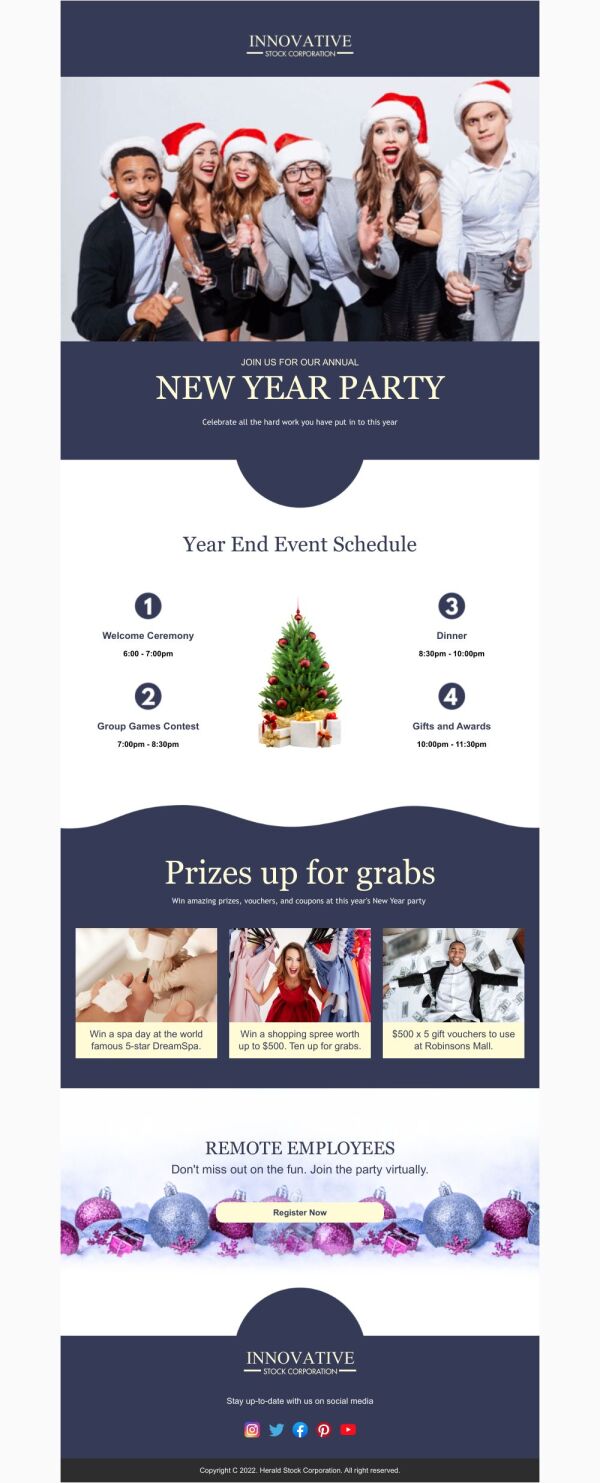 Event Promotion Email Template 'Employees Party' for New Year ...