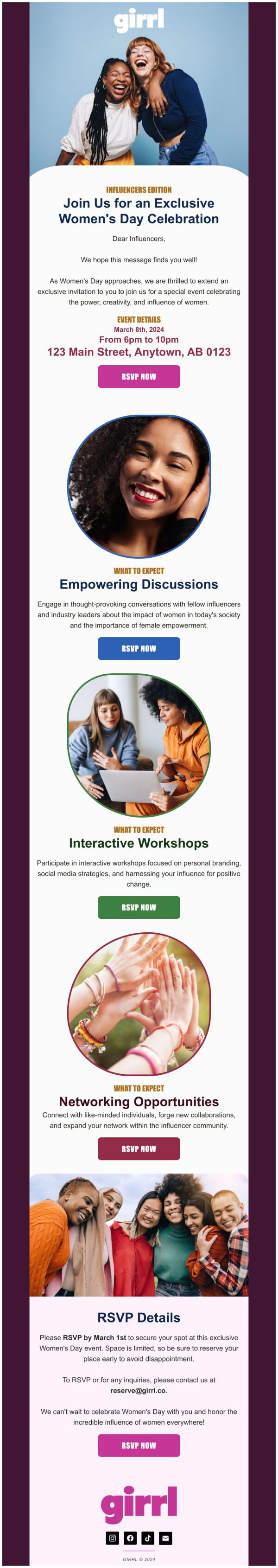 Event Promotion Email Template 'Empowering Discussions' for Women's Day ...