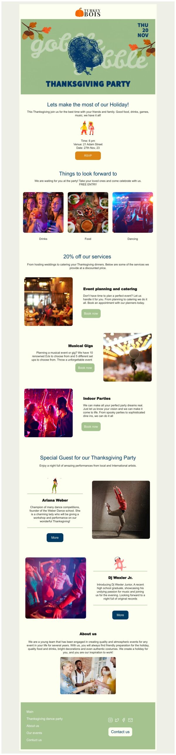 Event Promotion Email Template 'Exciting Party' for Thanksgiving ...