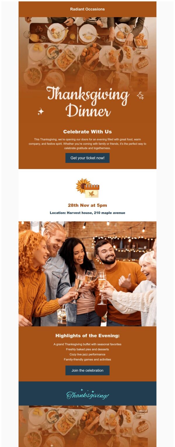 Event Promotion Email Template 'Festive Spirit' for Thanksgiving ...