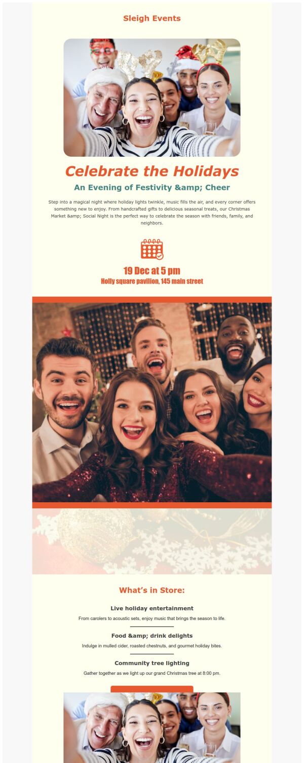 Event Promotion Email Template 'Festivity and Cheer' for Christmas ...
