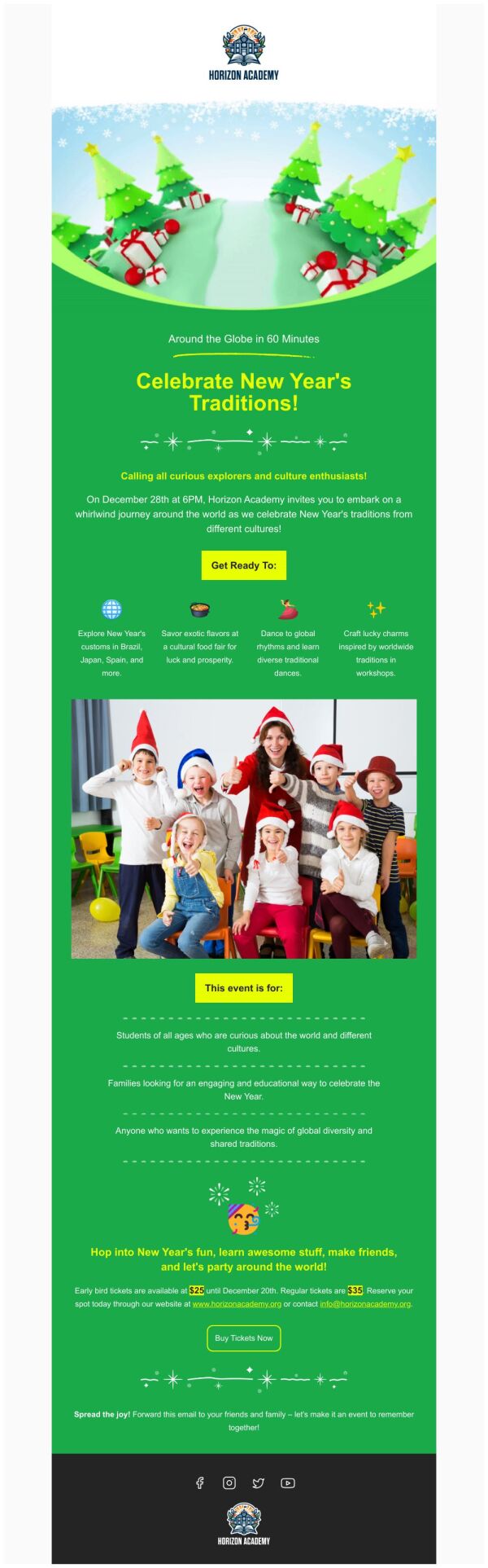 Event Promotion Email Template 'Horizon Academy' for New Year ...