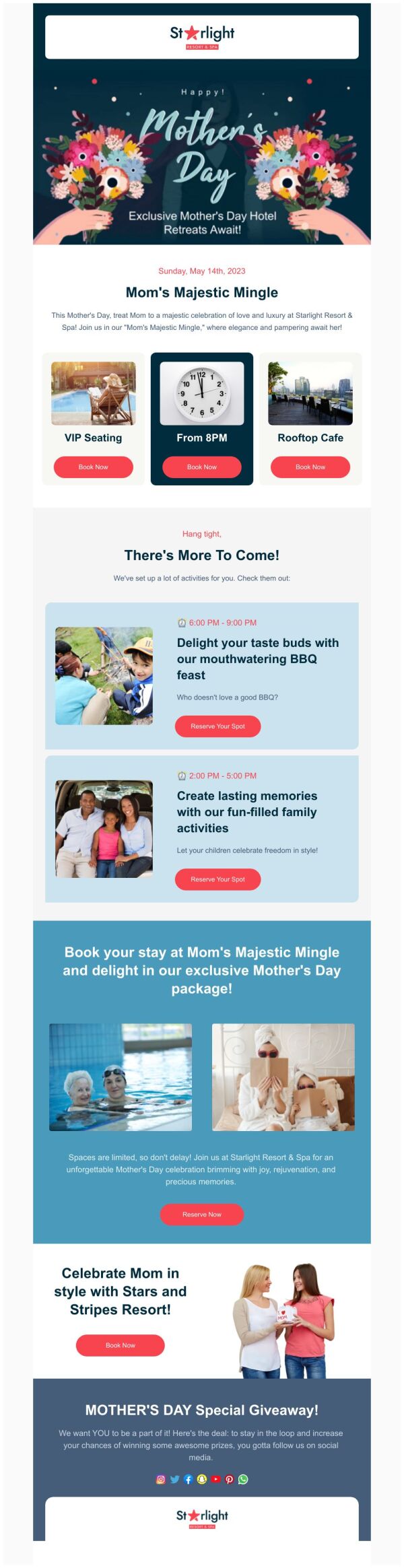 Event Promotion Email Template 'Hotel Retreat' for Mother's Day ...