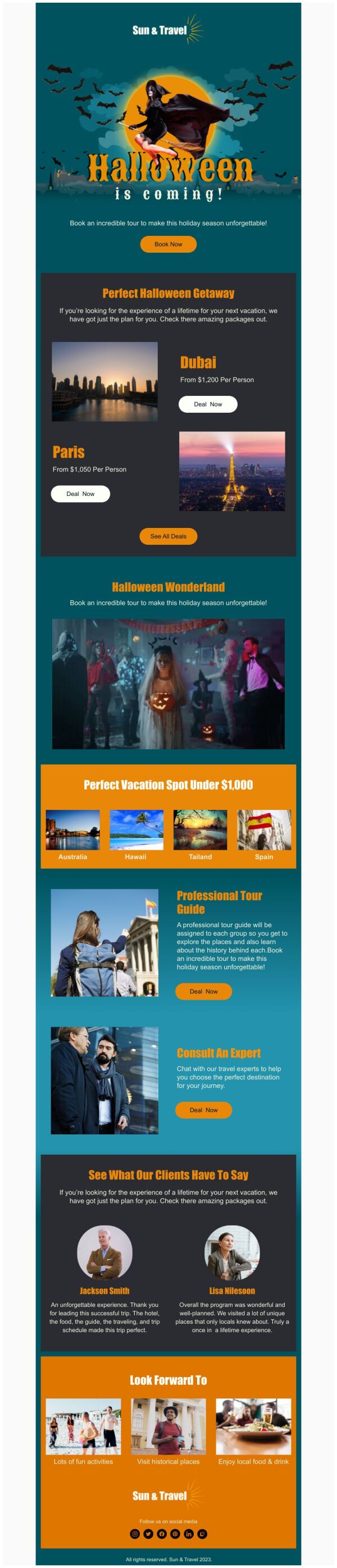 Event Promotion Email Template 'Incredible Tour' for Halloween ...