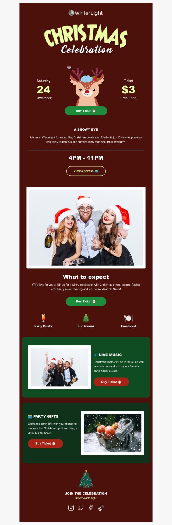 Event Promotion Email Template 'Join the Celebration' for Christmas ...