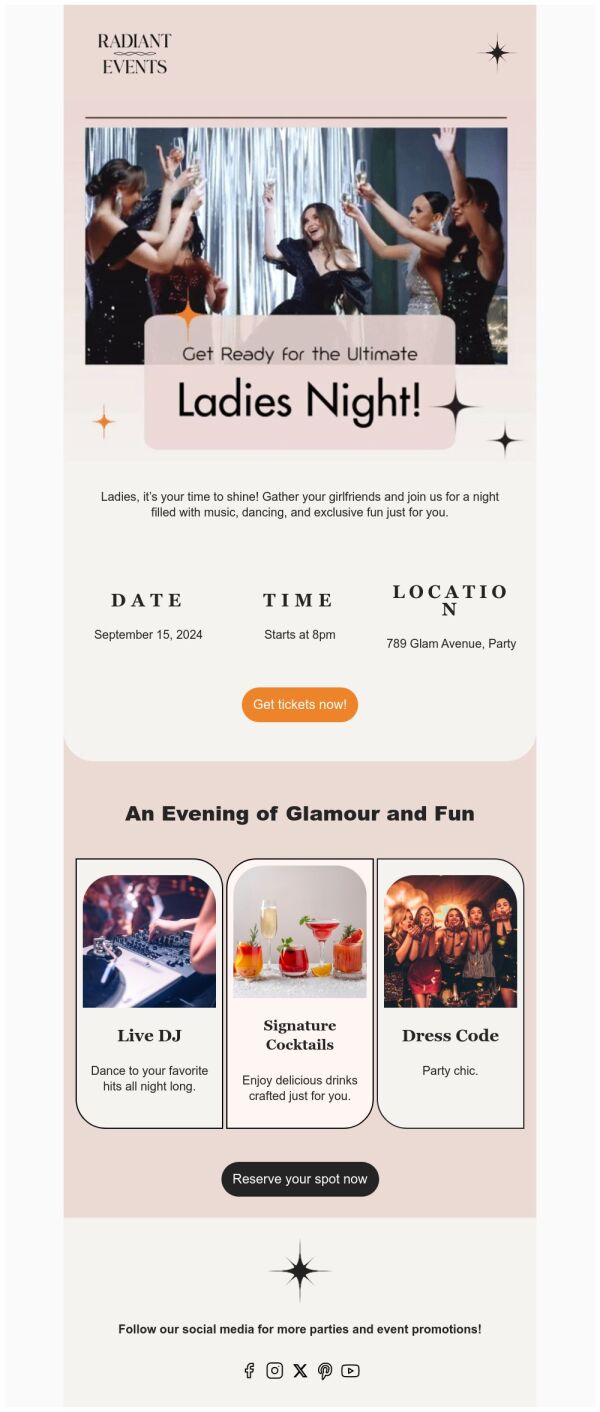 Event Promotion Email Template 'Ladies Night' for Party | PosterMyWall