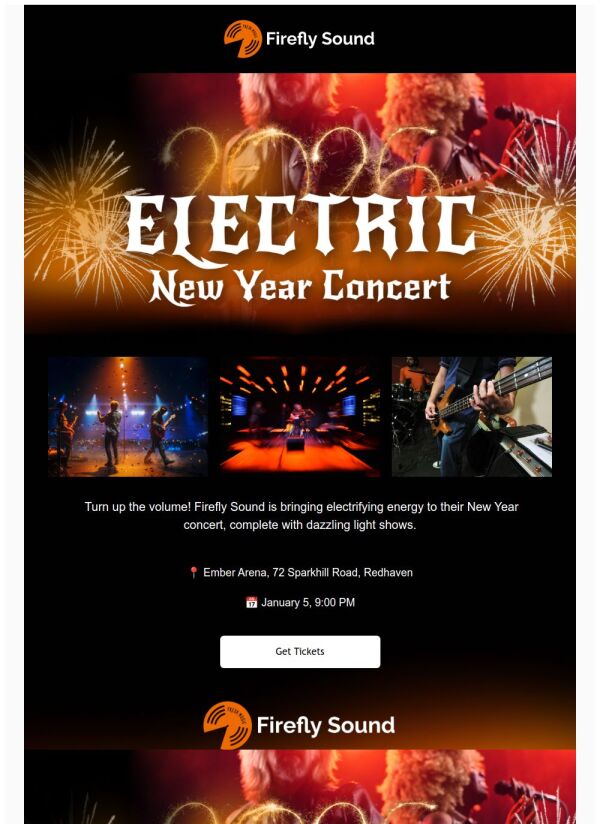 Event Promotion Email Template 'Light Shows' for New Year | PosterMyWall