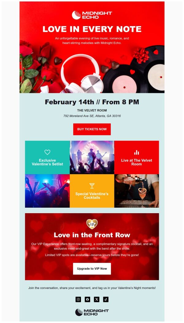 Event Promotion Email Template 'Live Music' for Valentine's Day ...