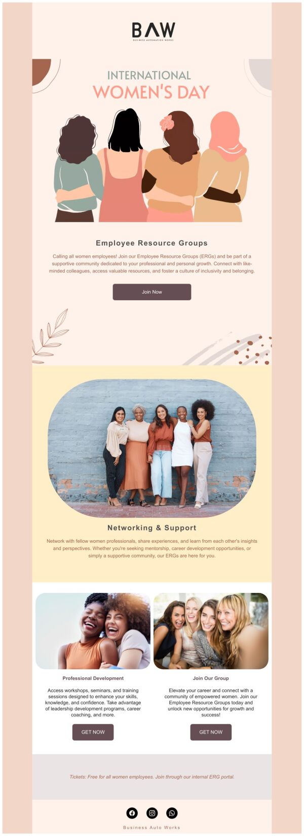 Event Promotion Email Template 'Networking Event' for Women's Day ...