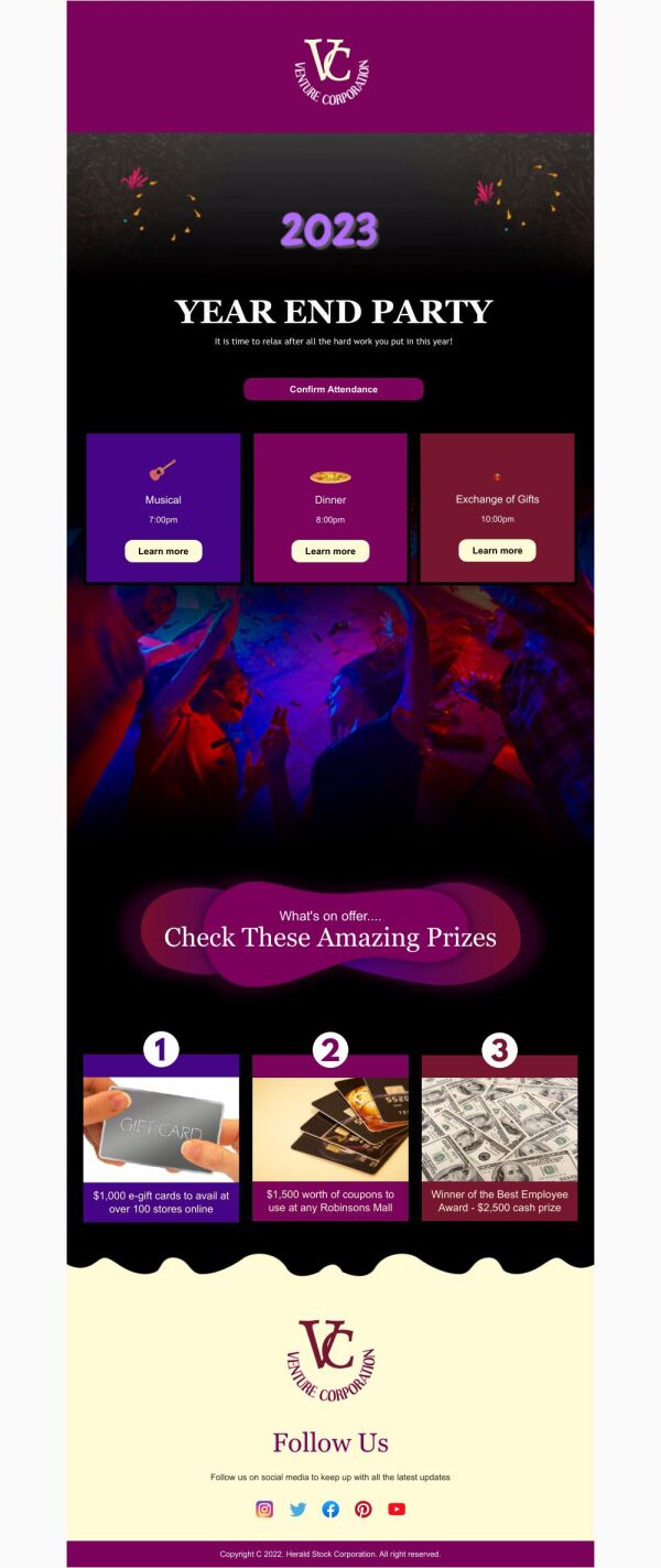 Event Promotion Email Template 'Office Party' for New Year | PosterMyWall