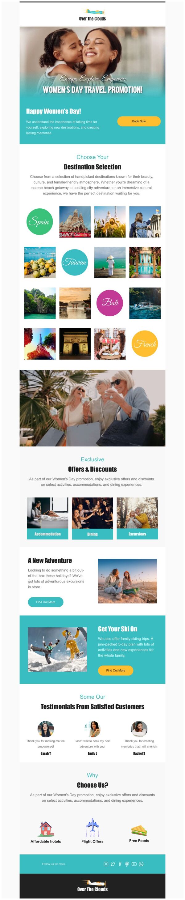 Event Promotion Email Template 'Over The Clouds' for Women's Day ...